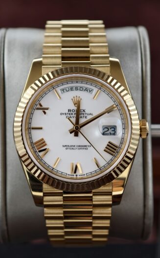 DayDate 228238 40mm YG RCF white roman dial SH3255 Weighted +gold plate