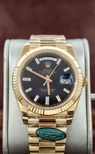 DayDate 228238 40mm YG RCF black Baguette dial SH3255 Weighted