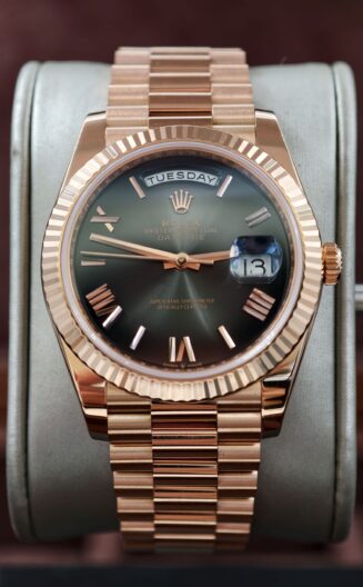 DayDate 228235 40mm RG RCF black ombre dial SH3255 Weighted + gold plate