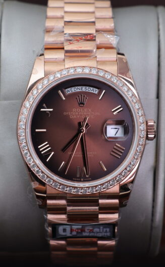 DayDate 36mm RG weighted QF brown Dial President Bracelet Vr3255