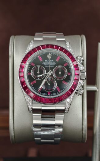 Daytona 40mm WG Real Ruby bezel/dial lab-diamon inlay